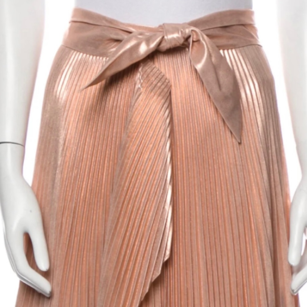 A.L.C. XS Metallic Pink Pleated Wrap Skirt Ballerina Barbie Ballerina Rose Gold - Picture 2 of 6
